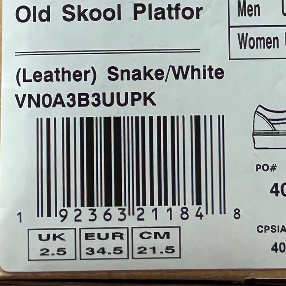 Vans Old Skool‎ Platform Leather Snake White Shoes - Picture 9 of 9